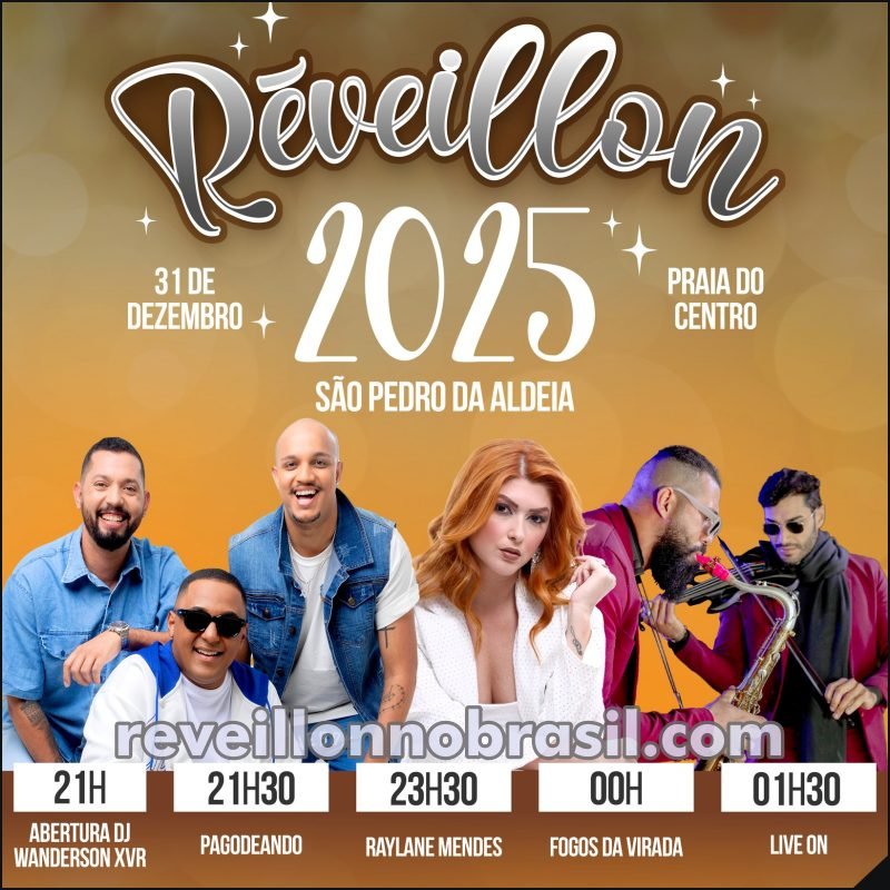 São Pedro da Aldeia Réveillon 2025 na Praia do Centro : queima de fogos e programação musical